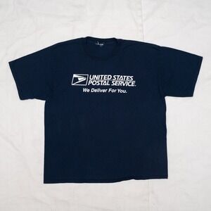 Vintage 90s Y2k USPS United States Post Office T Shirt XL Navy Blue Spellout